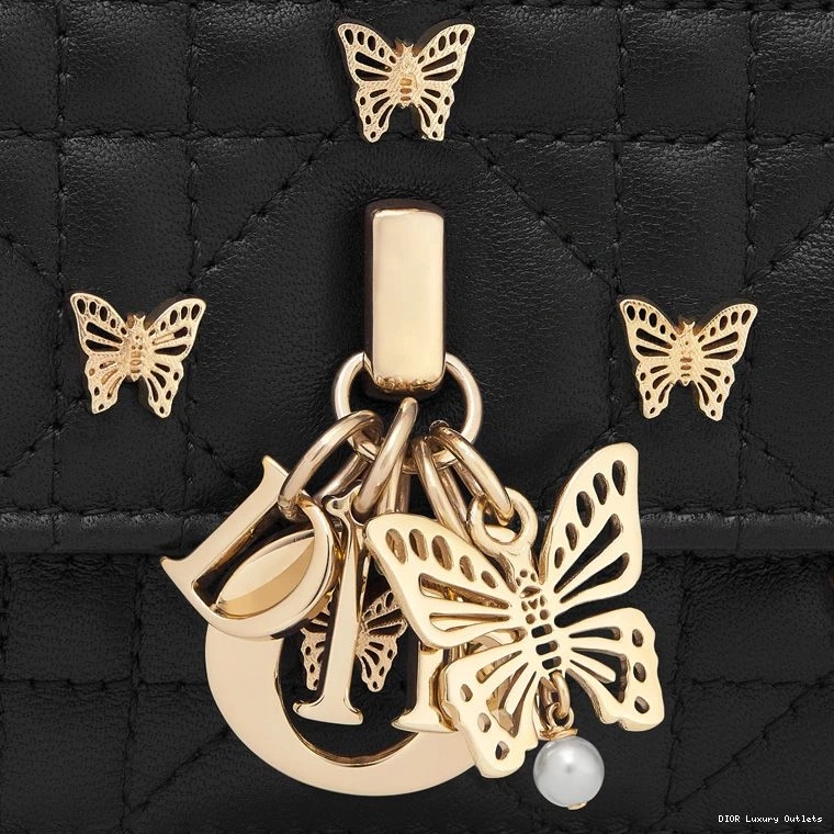 Cheap with Lambskin Bag Studs Cannage Top Dior Handle Black Miss Butterfly 0710 Luxury